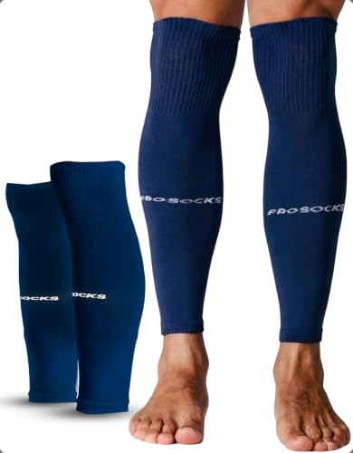 Prosocks Armor Meião Cortado Futebol Profissional com Compressão Sem Pé Tamanho Único 38-45 - Azul Marinho